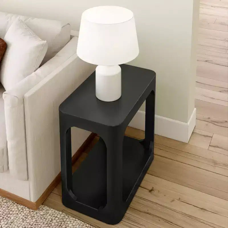 Plank+Beam Rectangular Side Table with Shelf, Slim Side Table for Living Room