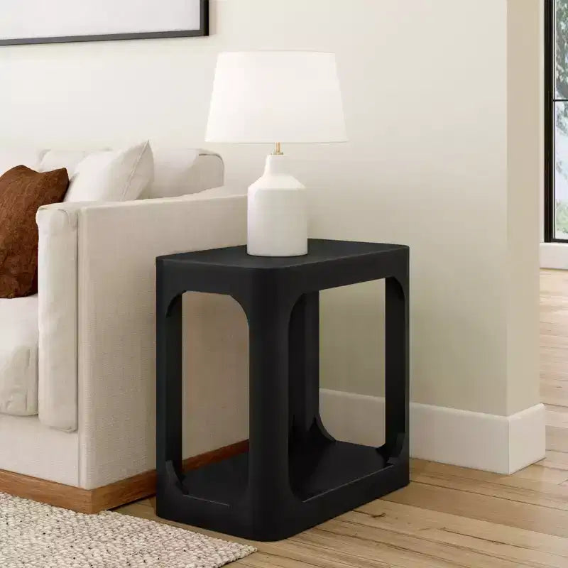 Plank+Beam Rectangular Side Table with Shelf, Slim Side Table for Living Room