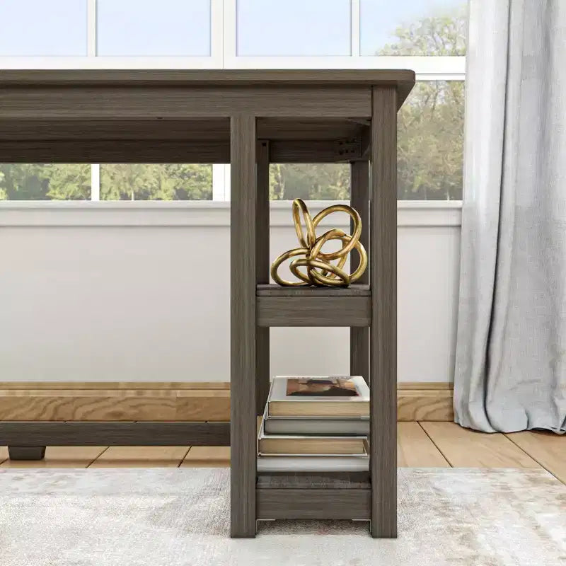 Plank+Beam Solid Wood Corner Desk for Home Office, Gaming, Computer with Storage Shelves