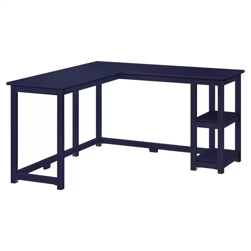 Plank+Beam Solid Wood Corner Desk for Home Office, Gaming, Computer with Storage Shelves