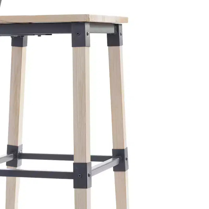 Merrick Lane Bar Height Dining Stools with Steel Supports and Footrest - Set Of 2