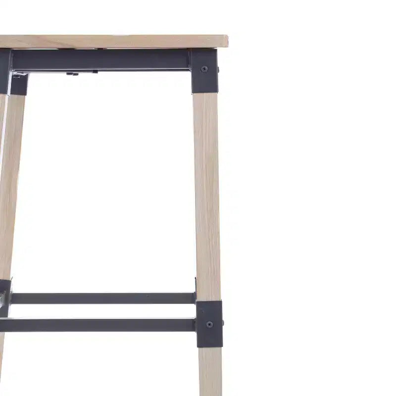 Merrick Lane Bar Height Dining Stools with Steel Supports and Footrest - Set Of 2