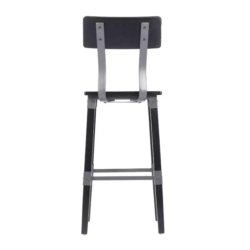 Merrick Lane Bar Height Dining Stools with Steel Supports and Footrest - Set Of 2