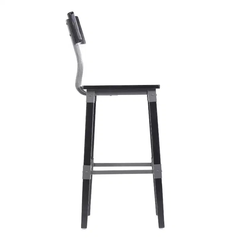 Merrick Lane Bar Height Dining Stools with Steel Supports and Footrest - Set Of 2