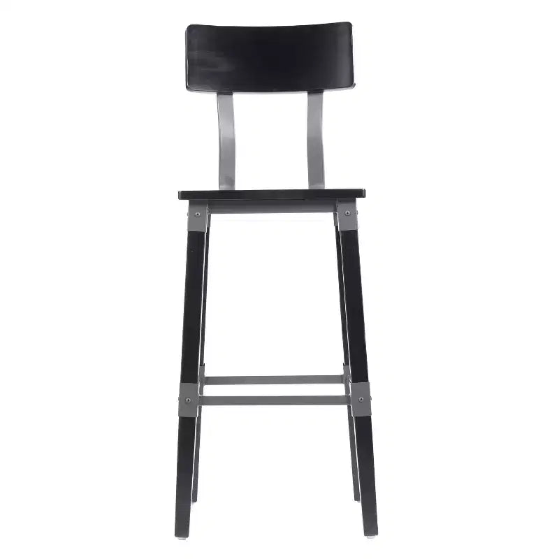 Merrick Lane Bar Height Dining Stools with Steel Supports and Footrest - Set Of 2
