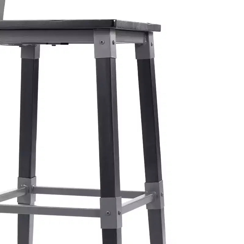 Merrick Lane Bar Height Dining Stools with Steel Supports and Footrest - Set Of 2