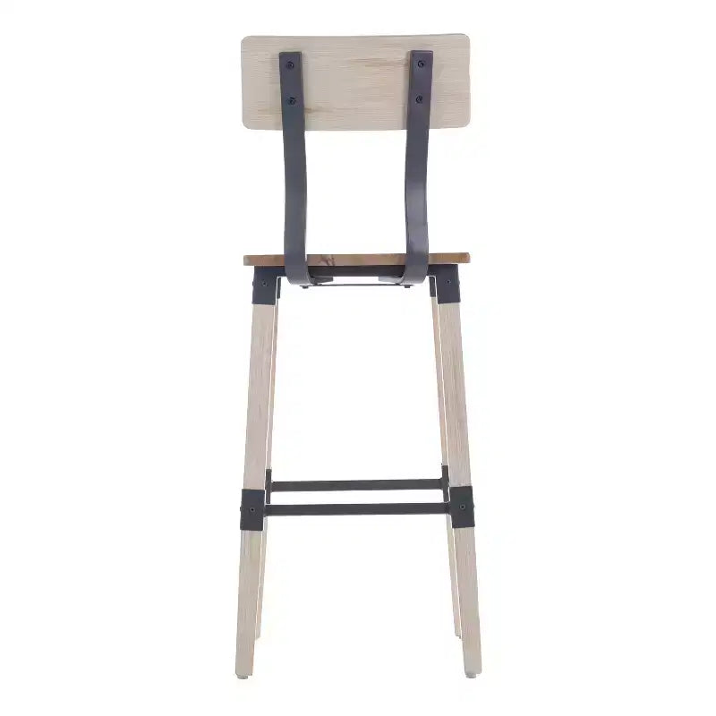 Merrick Lane Bar Height Dining Stools with Steel Supports and Footrest - Set Of 2