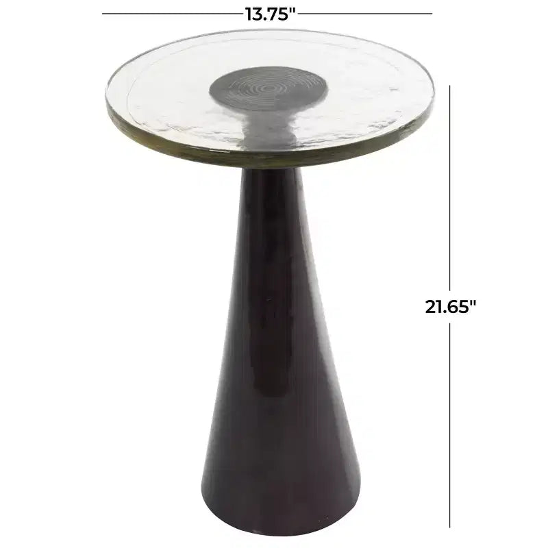 Table d'appoint Olivia & May de 56 cm en aluminium, conique et géométrique, avec plateau en verre texturé
