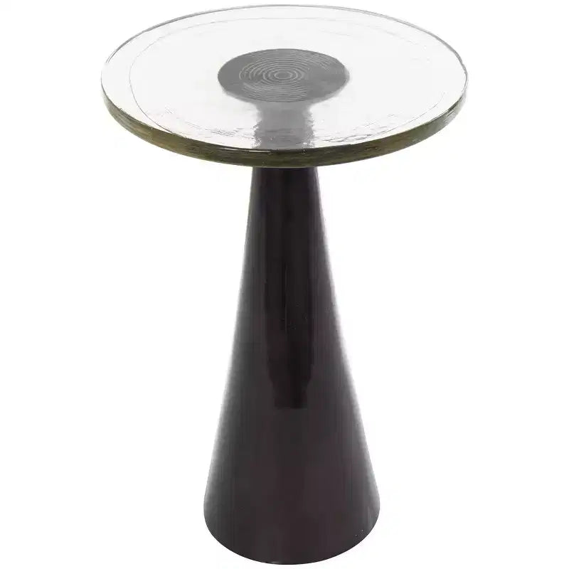 Table d'appoint Olivia & May de 56 cm en aluminium, conique et géométrique, avec plateau en verre texturé