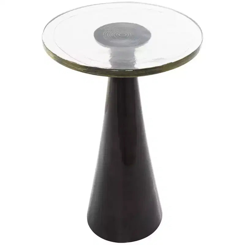 Table d'appoint Olivia & May de 56 cm en aluminium, conique et géométrique, avec plateau en verre texturé
