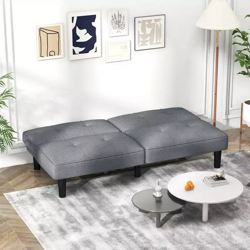 Costway Convertible Folding Futon Sofa Bed with 6-Position Adjustable Backrest Cushion