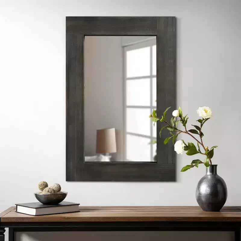 Dovelina Rectangle Wood Wide Edge Hanging Mirror Decorative Wall Mirror (Set of 2)