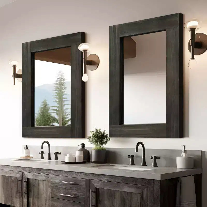 Dovelina Rectangle Wood Wide Edge Hanging Mirror Decorative Wall Mirror (Set of 2)