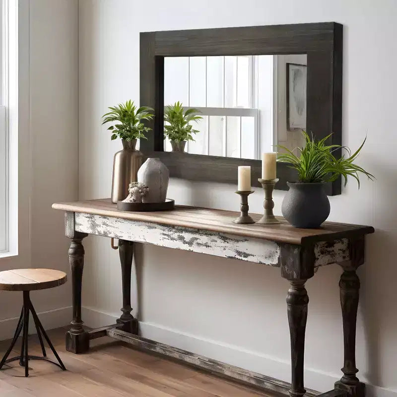 Dovelina Rectangle Wood Wide Edge Hanging Mirror Decorative Wall Mirror (Set of 2)