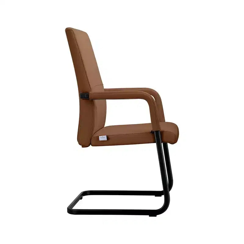Chaise de bureau LeisureMod Evander moderne en similicuir noir - Piètement luge robuste - Chaise ergonomique pour bureau et visiteurs