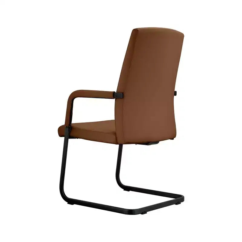 Chaise de bureau LeisureMod Evander moderne en similicuir noir - Piètement luge robuste - Chaise ergonomique pour bureau et visiteurs