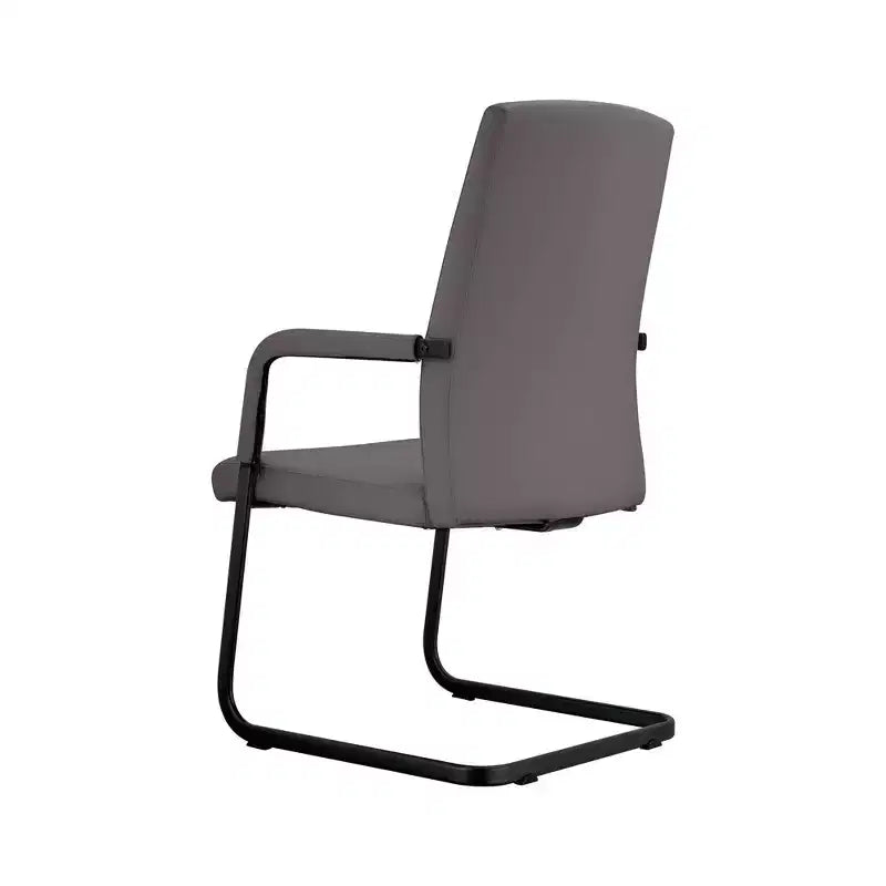 Chaise de bureau LeisureMod Evander moderne en similicuir noir - Piètement luge robuste - Chaise ergonomique pour bureau et visiteurs