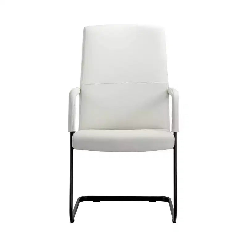 Chaise de bureau LeisureMod Evander moderne en similicuir noir - Piètement luge robuste - Chaise ergonomique pour bureau et visiteurs
