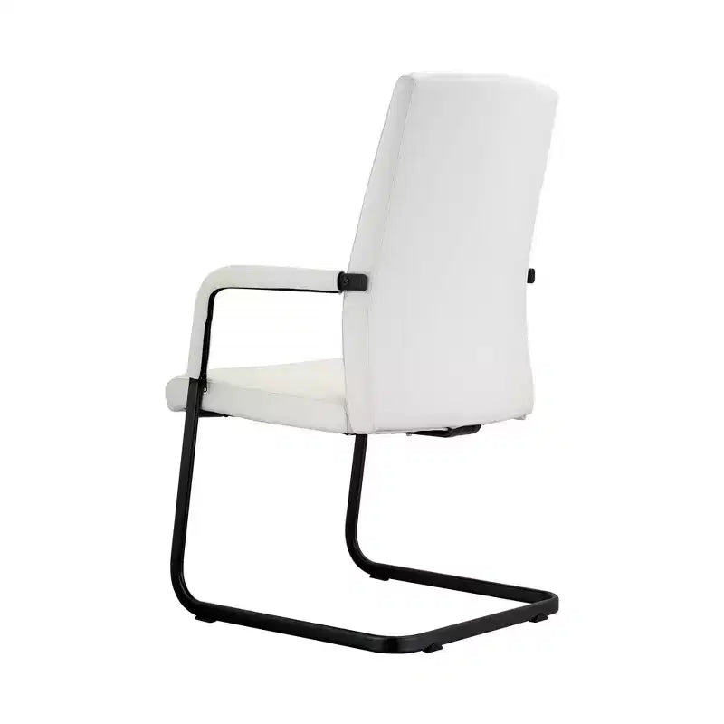 Chaise de bureau LeisureMod Evander moderne en similicuir noir - Piètement luge robuste - Chaise ergonomique pour bureau et visiteurs