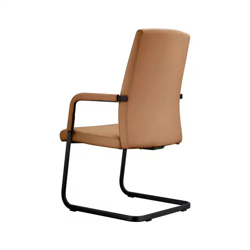 Chaise de bureau LeisureMod Evander moderne en similicuir noir - Piètement luge robuste - Chaise ergonomique pour bureau et visiteurs