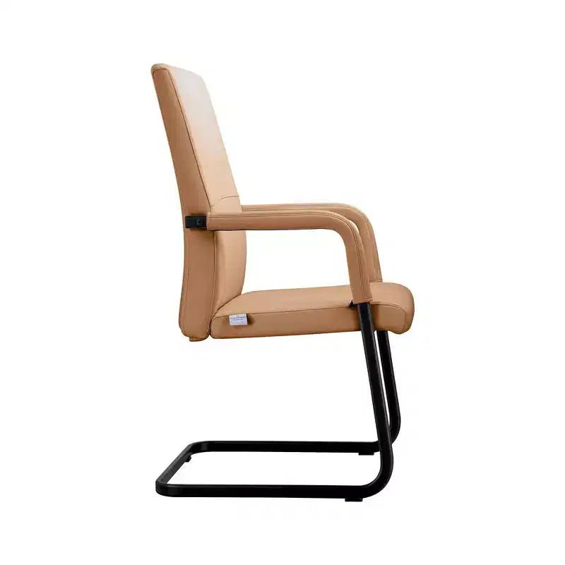 Chaise de bureau LeisureMod Evander moderne en similicuir noir - Piètement luge robuste - Chaise ergonomique pour bureau et visiteurs