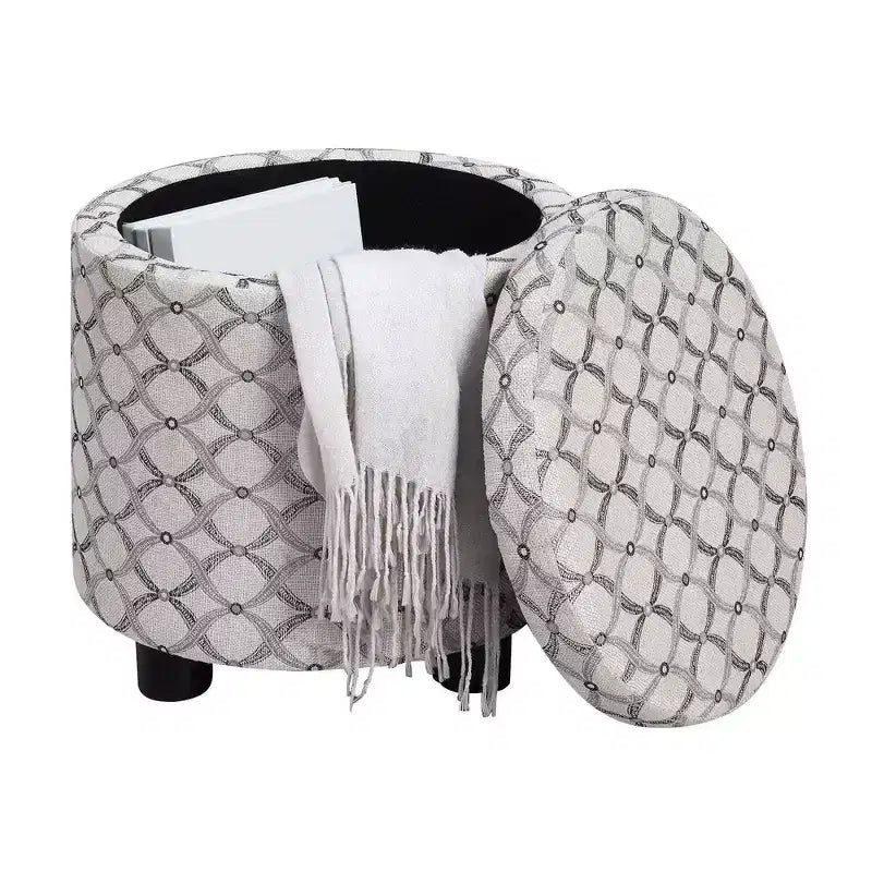 Breighton Home Designs4Comfort Pouf de rangement rond avec couvercle/plateau réversible