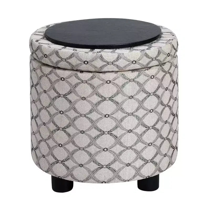 Breighton Home Designs4Comfort Pouf de rangement rond avec couvercle/plateau réversible
