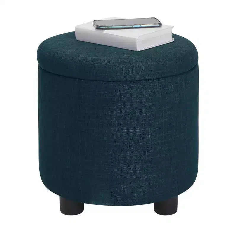 Breighton Home Designs4Comfort Pouf de rangement rond avec couvercle/plateau réversible