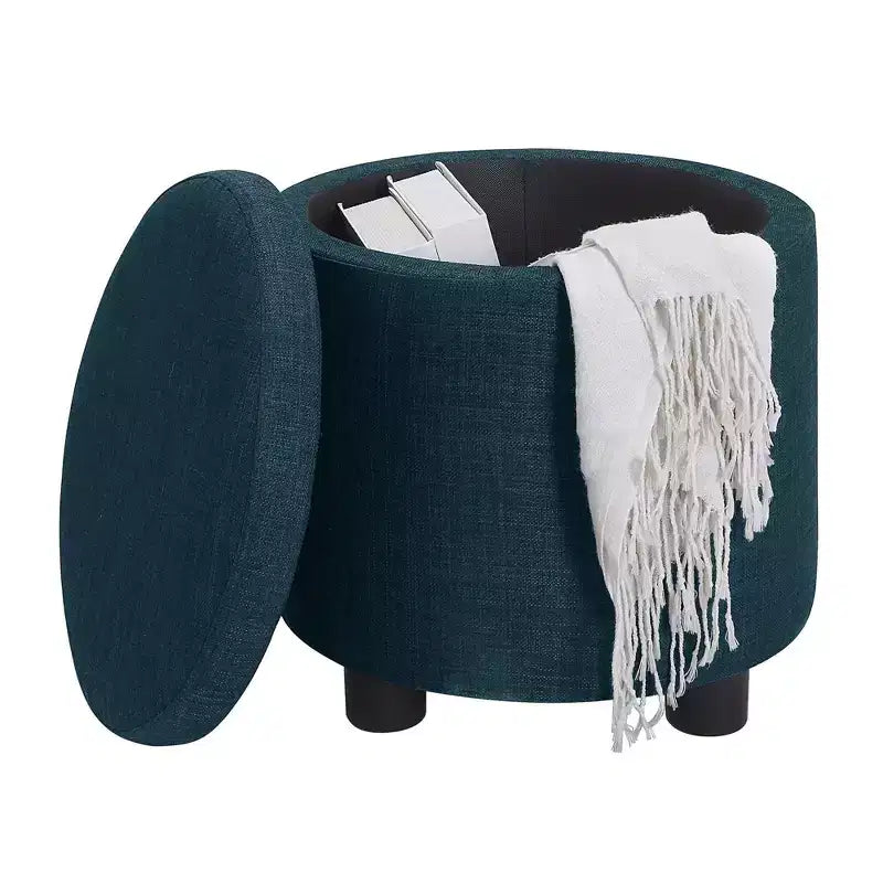 Breighton Home Designs4Comfort Pouf de rangement rond avec couvercle/plateau réversible
