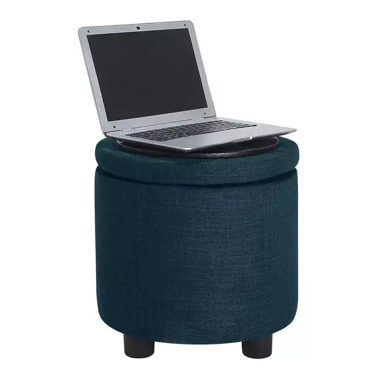 Breighton Home Designs4Comfort Pouf de rangement rond avec couvercle/plateau réversible