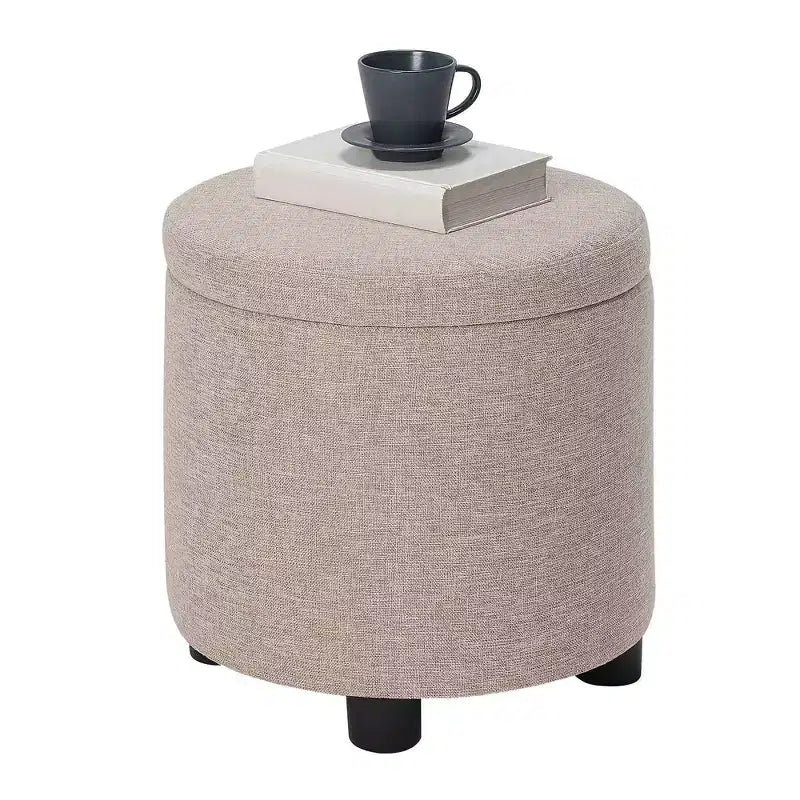 Breighton Home Designs4Comfort Pouf de rangement rond avec couvercle/plateau réversible
