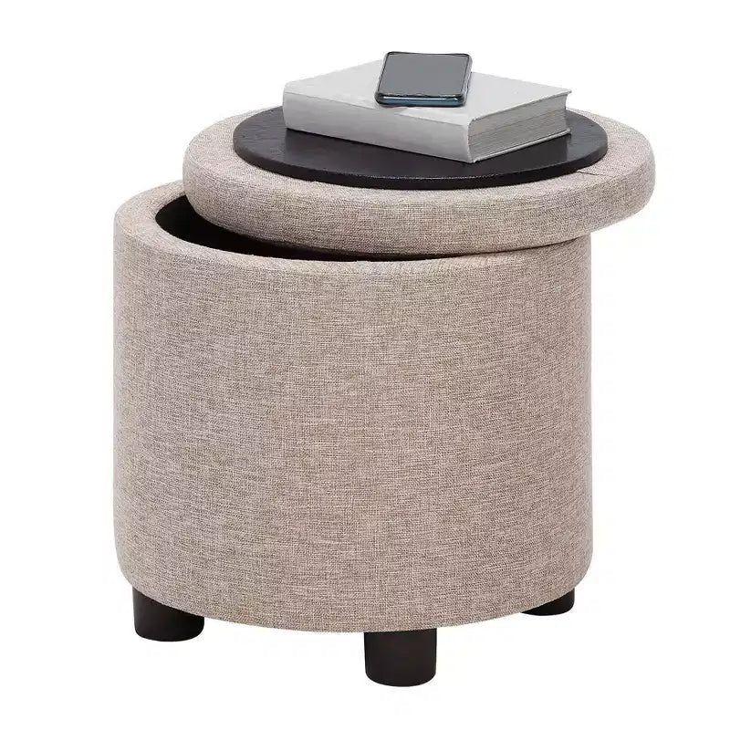 Breighton Home Designs4Comfort Pouf de rangement rond avec couvercle/plateau réversible