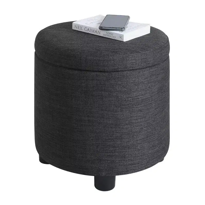 Breighton Home Designs4Comfort Pouf de rangement rond avec couvercle/plateau réversible