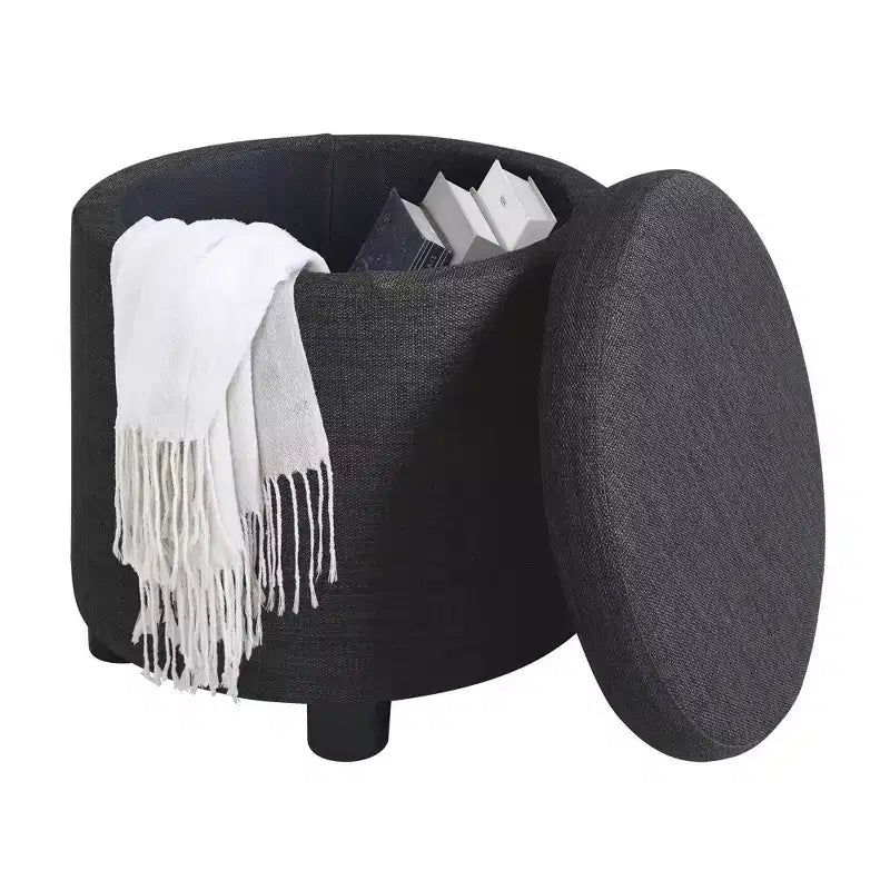 Breighton Home Designs4Comfort Pouf de rangement rond avec couvercle/plateau réversible