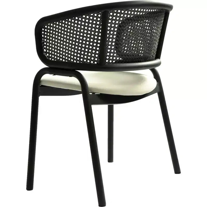 LeisureMod Ervilla Modern Dining Side Chair  Cozy Upholstered Accent Armchair with Black Iron Legs, Kitchen, Dining Room, Cafe, Restaurant Seating