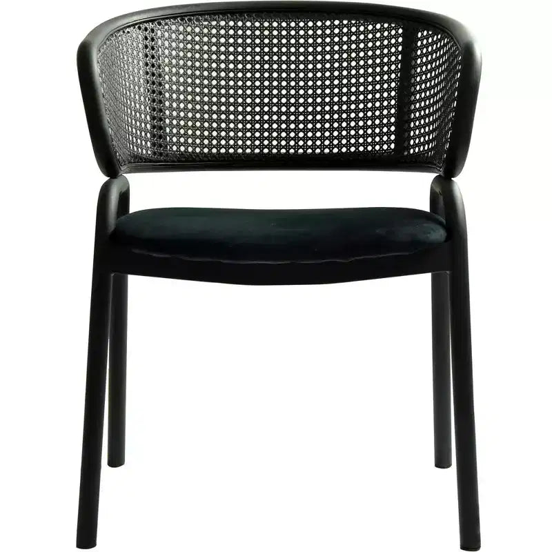LeisureMod Ervilla Modern Dining Side Chair  Cozy Upholstered Accent Armchair with Black Iron Legs, Kitchen, Dining Room, Cafe, Restaurant Seating