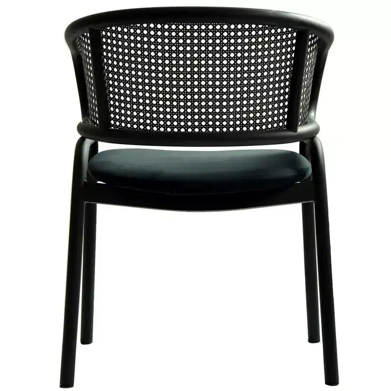 LeisureMod Ervilla Modern Dining Side Chair  Cozy Upholstered Accent Armchair with Black Iron Legs, Kitchen, Dining Room, Cafe, Restaurant Seating