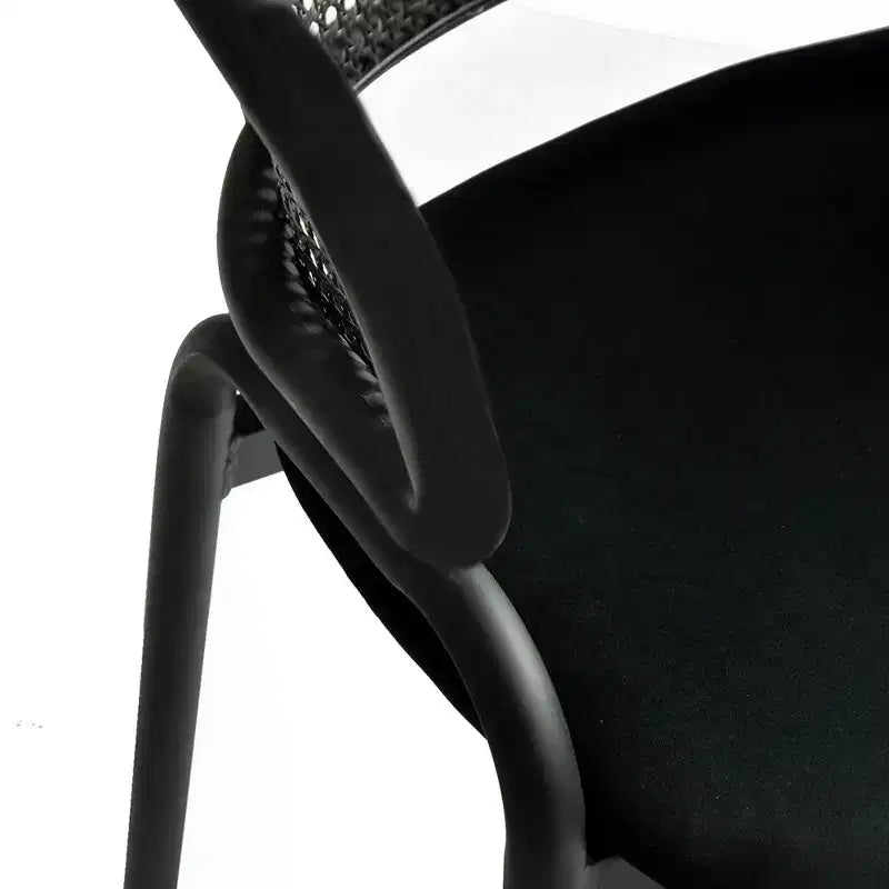 LeisureMod Ervilla Modern Dining Side Chair  Cozy Upholstered Accent Armchair with Black Iron Legs, Kitchen, Dining Room, Cafe, Restaurant Seating