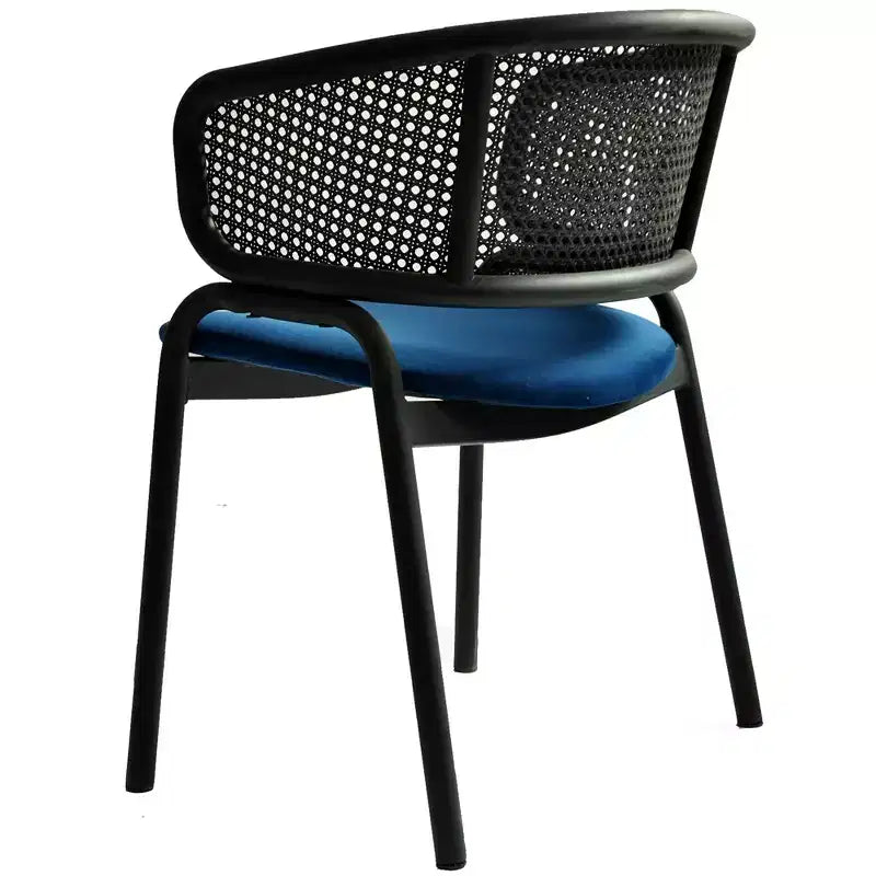 LeisureMod Ervilla Modern Dining Side Chair  Cozy Upholstered Accent Armchair with Black Iron Legs, Kitchen, Dining Room, Cafe, Restaurant Seating