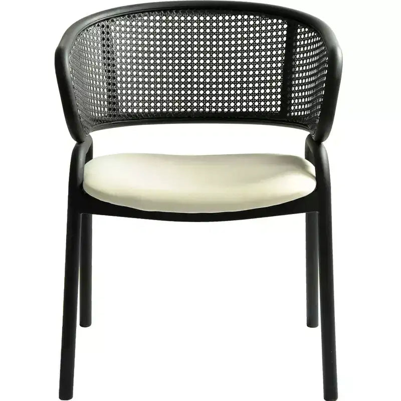 LeisureMod Ervilla Modern Dining Side Chair  Cozy Upholstered Accent Armchair with Black Iron Legs, Kitchen, Dining Room, Cafe, Restaurant Seating