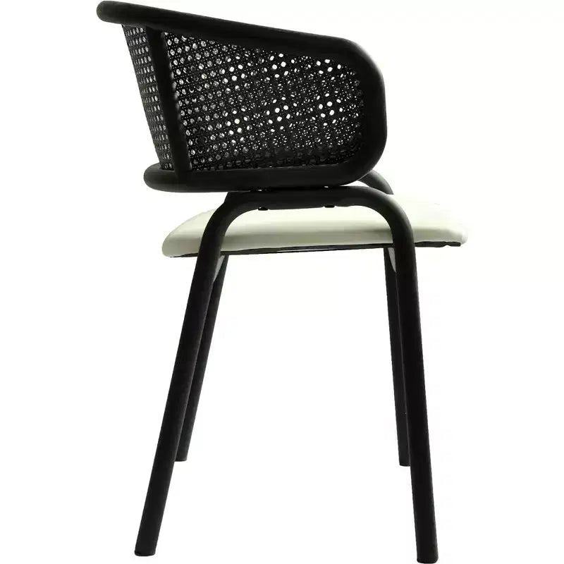 LeisureMod Ervilla Modern Dining Side Chair  Cozy Upholstered Accent Armchair with Black Iron Legs, Kitchen, Dining Room, Cafe, Restaurant Seating