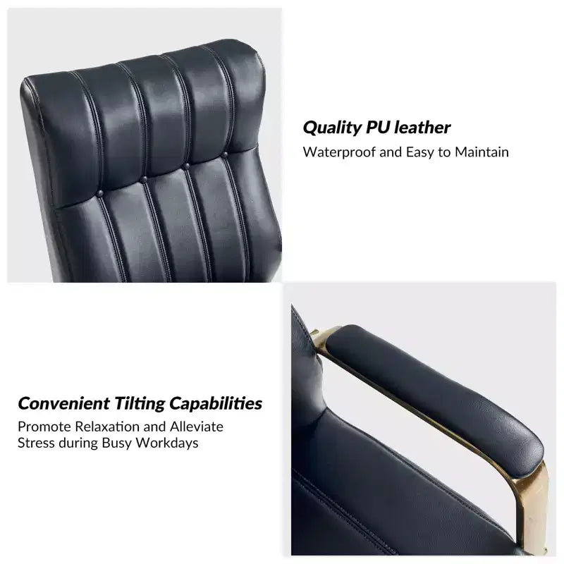 Siivio Modern Leather Swivel Tilting Office Chair with Channel Tufted|HULALA??HOME
