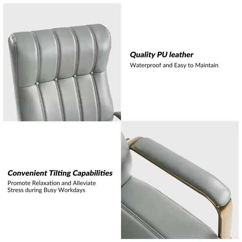 Siivio Modern Leather Swivel Tilting Office Chair with Channel Tufted|HULALA??HOME