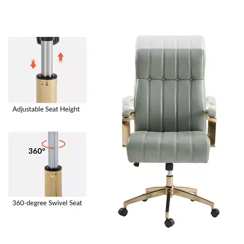 Siivio Modern Leather Swivel Tilting Office Chair with Channel Tufted|HULALA??HOME
