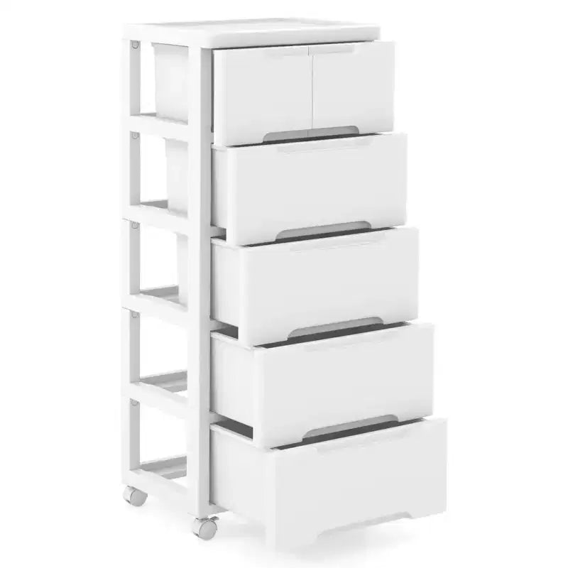 Costway 1/2 PCS 6-Drawer Plastic Rolling Storage Cart with 4 Universal Wheels Dresser Cabinet
