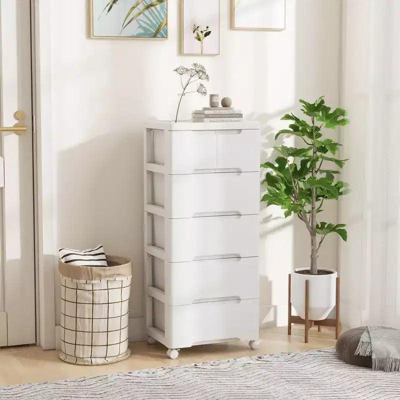 Costway 1/2 PCS 6-Drawer Plastic Rolling Storage Cart with 4 Universal Wheels Dresser Cabinet