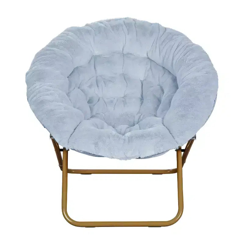 Fauteuil lune pliant en fausse fourrure Flash Furniture Gwen 38 Oversize avec pouf pliant pour dortoir et chambre à coucher
