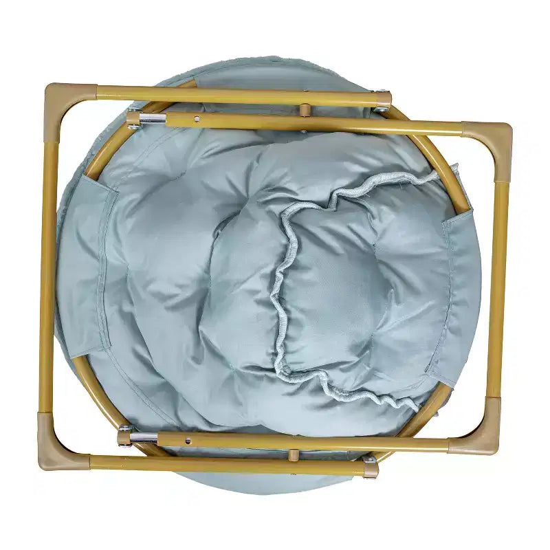 Fauteuil lune pliant en fausse fourrure Flash Furniture Gwen 38 Oversize avec pouf pliant pour dortoir et chambre à coucher