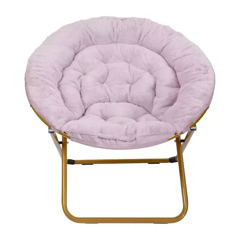 Fauteuil lune pliant en fausse fourrure Flash Furniture Gwen 38 Oversize avec pouf pliant pour dortoir et chambre à coucher