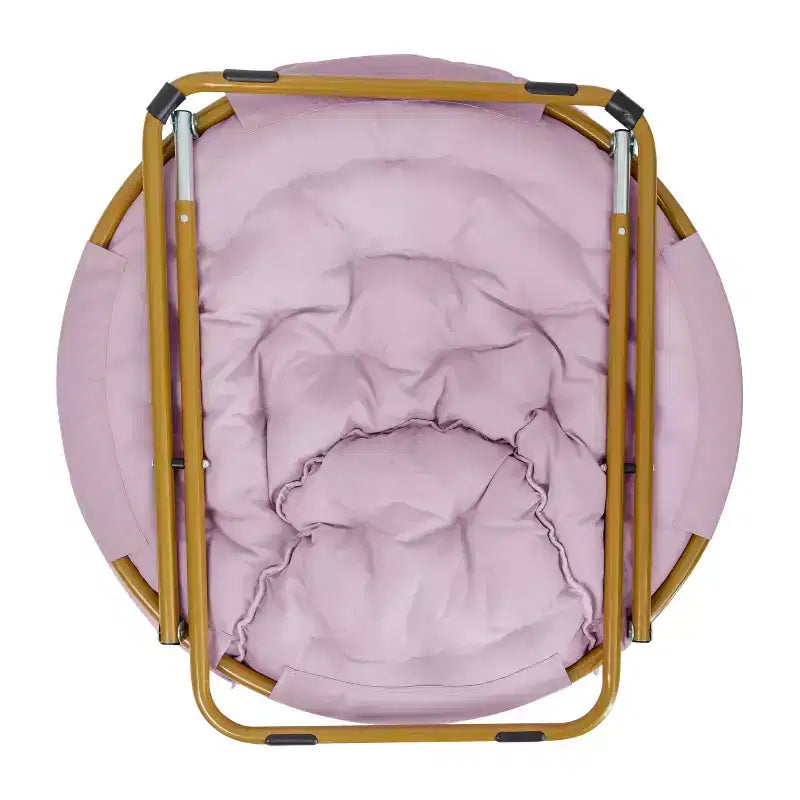 Fauteuil lune pliant en fausse fourrure Flash Furniture Gwen 38 Oversize avec pouf pliant pour dortoir et chambre à coucher